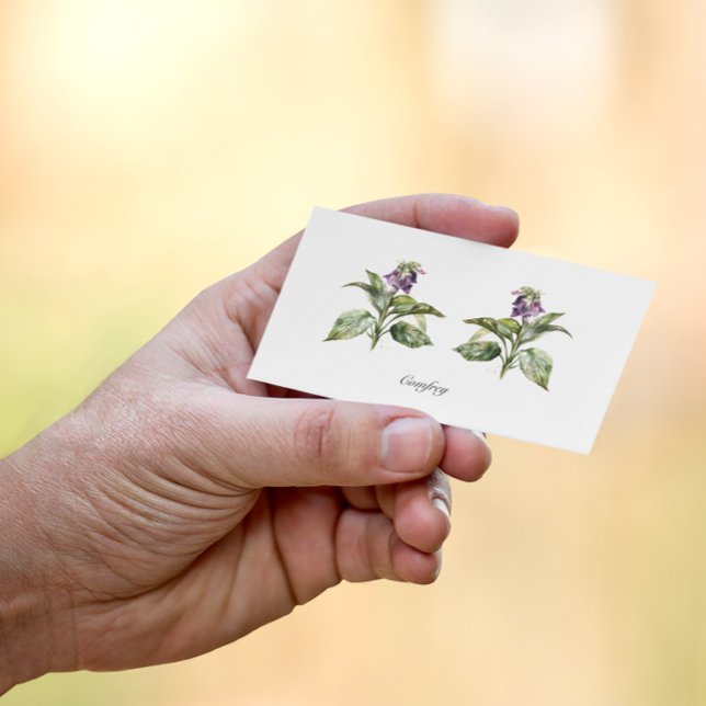 Serene Watercolor Comfrey, kundenspezifisch Visitenkarte (Von Creator hochgeladen)