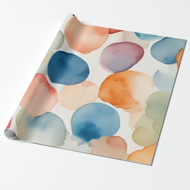 Serene Watercolor Dots Geschenkpapier (Ungerollt)