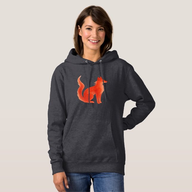 Serene Watercolor Fox Illustration Hoodie (Vorne ganz)