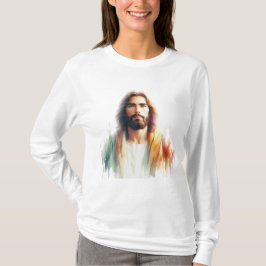Serene Watercolor Jesus Christus Portrait - Spirit T-Shirt