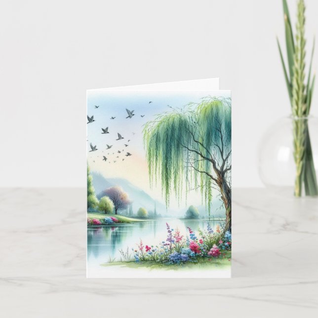 Serene Watercolor Landscape Blank (Vorderseite)