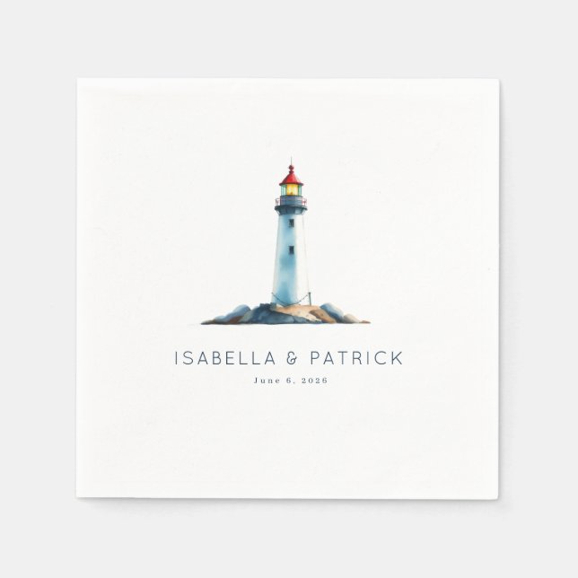 Serene Watercolor Lighthouse Illustration Serviette (Vorderseite)