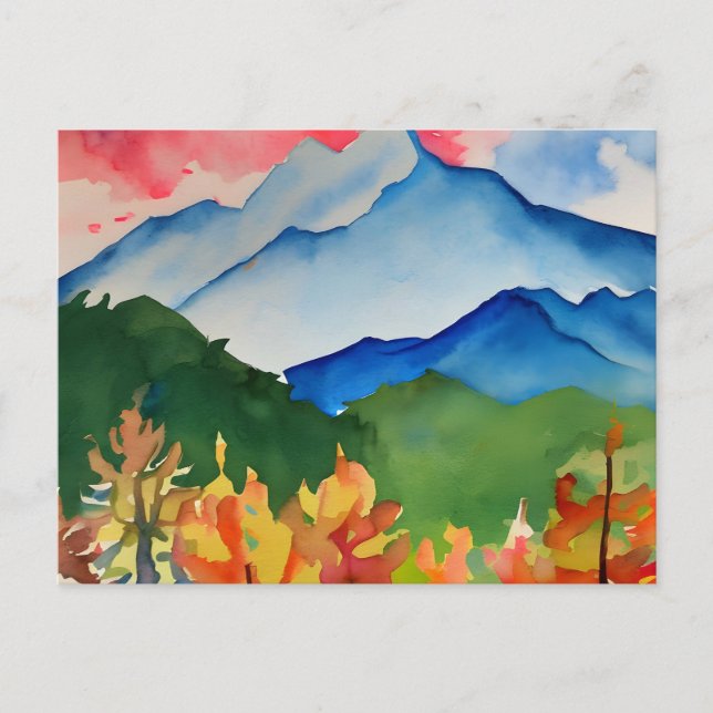 Serene Watercolor Mountains Postkarte (Vorderseite)