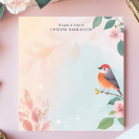 Serene Watercolor Robin Bird Floral Personalisiert