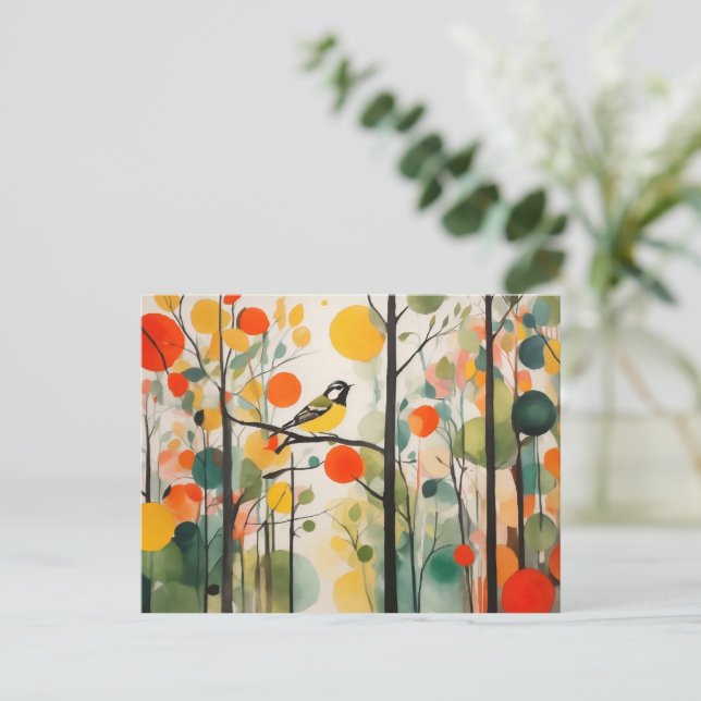 Serene Watercolor Wald Bird im Frühjahr Postkarte (Stehend Vorderseite)