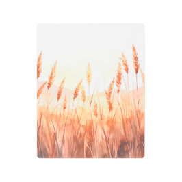 Serene Watercolor Wheat Field Metal Print