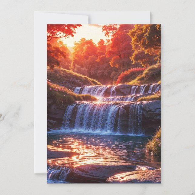 Serene Waterfall bei Sunset Vertical Poster Einladung (Vorderseite)