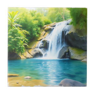 Serene Waterfall Cascading Fliese