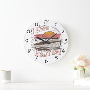 Serene Waters: Ich Liebe Liebe Motorboot Große Wanduhr