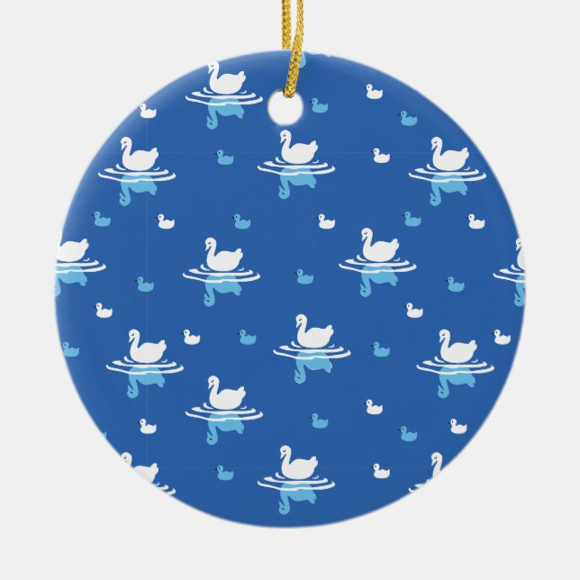 Serene Waters - Spielerisches Muster des Swan Lake Keramik Ornament (Vorne)