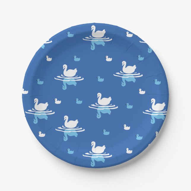Serene Waters - Spielerisches Muster des Swan Lake Pappteller (Vorderseite)