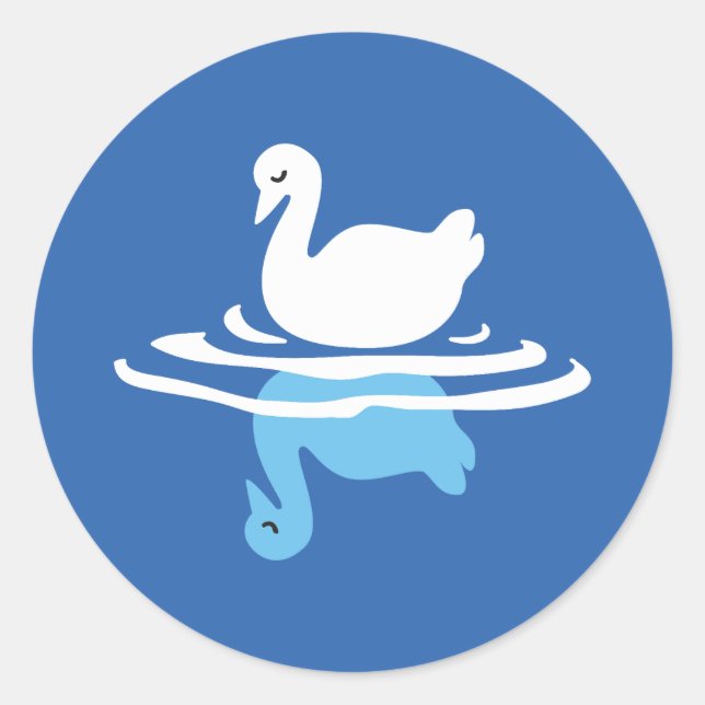 Serene Waters - Spielerisches Muster des Swan Lake Runder Aufkleber (Vorderseite)