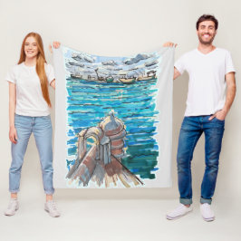 Serene Waterscape in San Juan de Ulua, Veracruz Fleecedecke