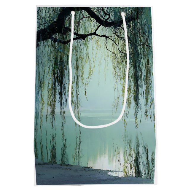 Serene Weidenbaum-Reflexions-Naturkunst (4) Mittlere Geschenktüte (Rückseite)