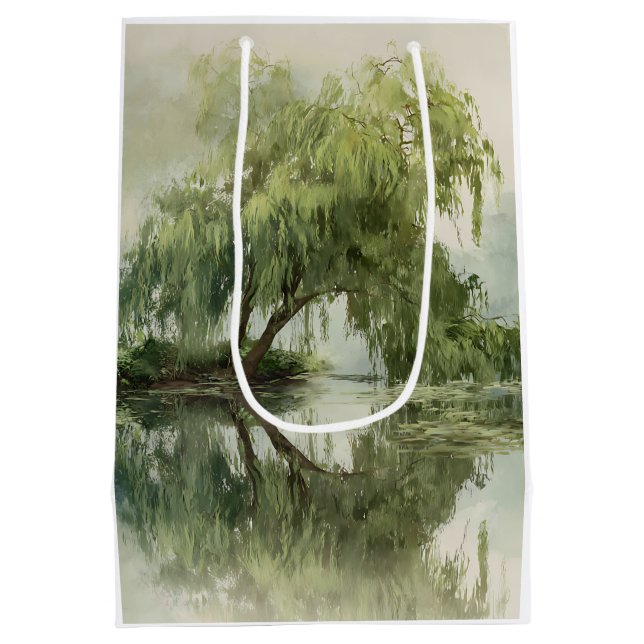Serene Weidenbaum-Reflexions-Naturkunst (5) Mittlere Geschenktüte (Rückseite)