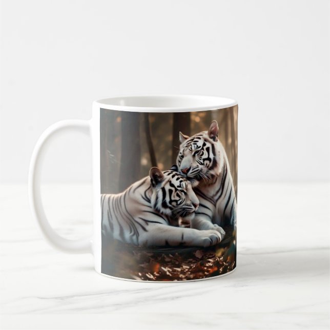 Serene White Tiger Companions Kaffeetasse (Links)
