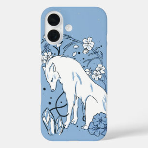 Serene White Wolf & Cherry Blossom iPhone 16 Hülle