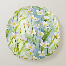 Serene Wildblume   Rundes Kissen