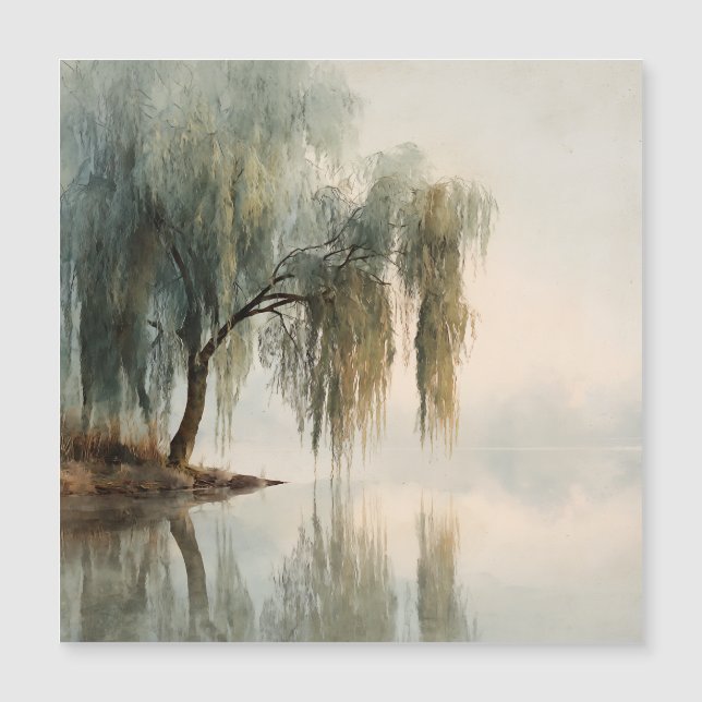 Serene Willow Tree Reflection Nature Art (13) Magnetkarte (Vorderseite)