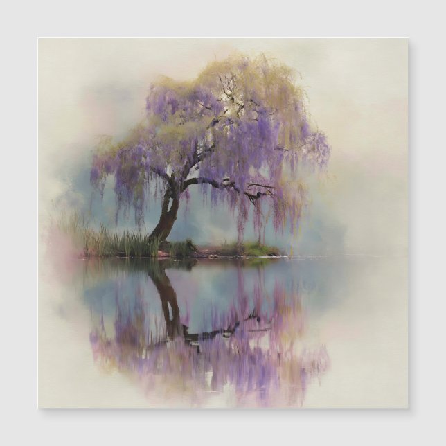 Serene Willow Tree Reflection Nature Art (6) Magnetkarte (Vorderseite)