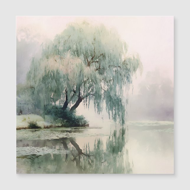 Serene Willow Tree Reflection Nature Art (7) Magnetkarte (Vorderseite)