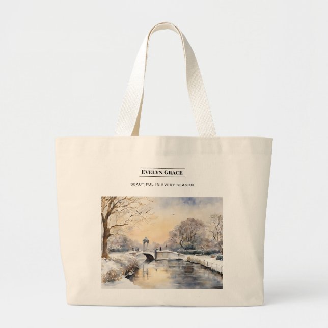Serene Winter Kensington Gardens London Tote Bag Jumbo Stoffbeutel (Vorne)