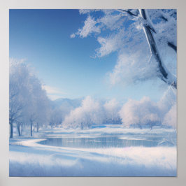 Serene Winter Pond, ruhige Winterlandschaft Poster