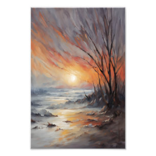 Serene Winter Sunset - Natur Landschaft Kunst, Dic Fotodruck