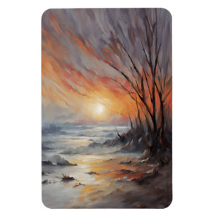 Serene Winter Sunset - Natur Landschaft Kunst, Dic Magnet