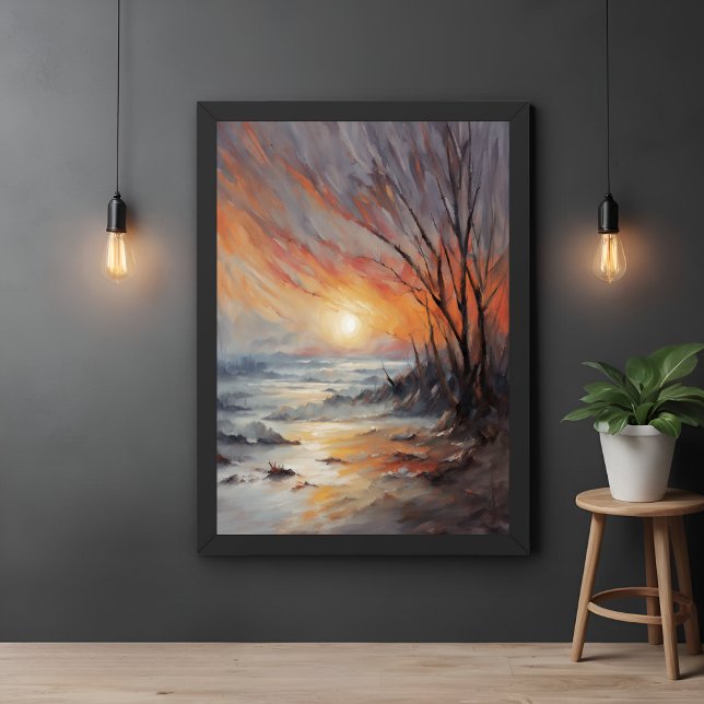 Serene Winter Sunset - Natur Landschaft Kunst, Dic Poster (Von Creator hochgeladen)