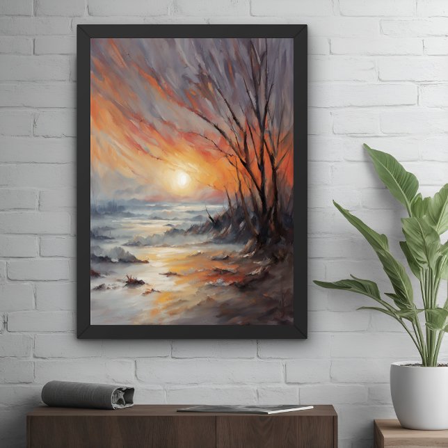 Serene Winter Sunset - Natur Landschaft Kunst, Dic Poster (Von Creator hochgeladen)