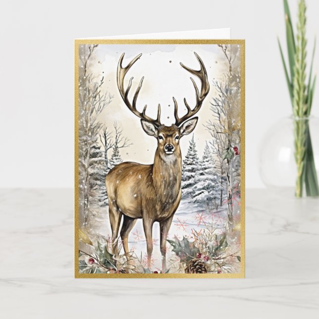 Serene Woodland Elk Karte (Vorderseite)