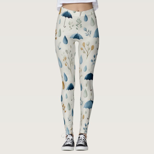 Serenes Regen-Garten-Blumenmuster (3) Leggings (Vorderseite)