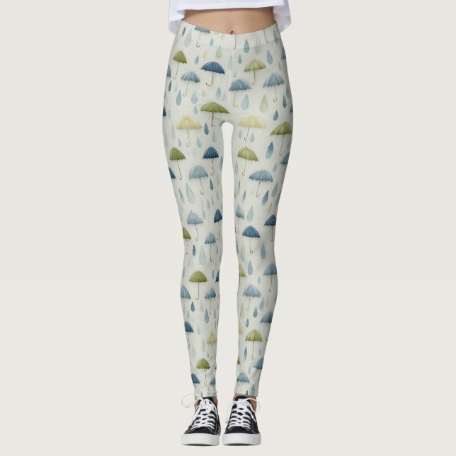Serenes Regen-Garten-Blumenmuster (4) Leggings (Vorderseite)