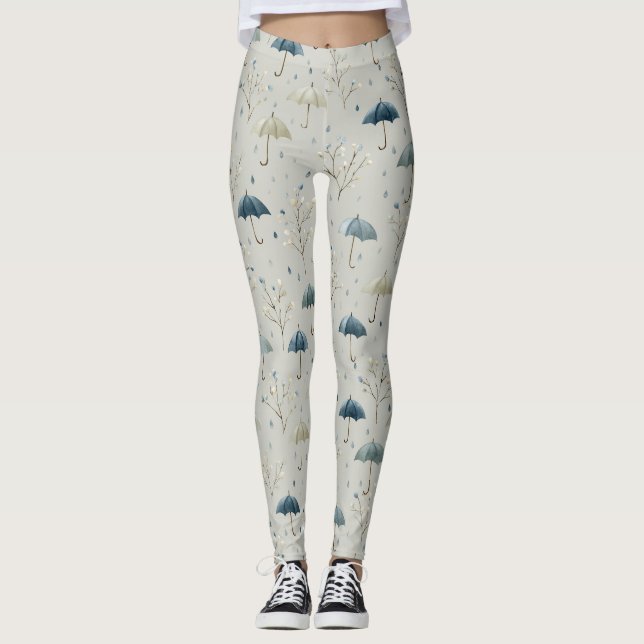 Serenes Regenwassergarten-Blumenmuster (11) Leggings (Vorderseite)