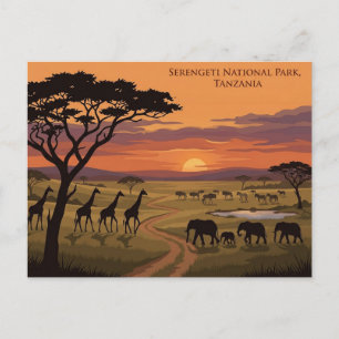 Serengeti-Nationalpark Sonnenuntergang Reise-Postk Postkarte