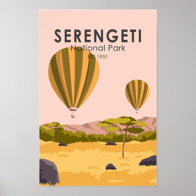Serengeti Nationalpark Tansania Heißluftballon Poster (Vorne)