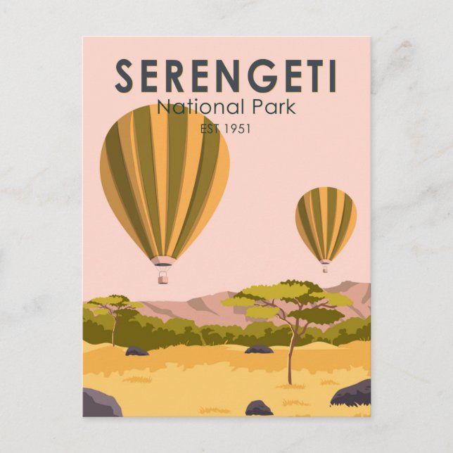 Serengeti Nationalpark Tansania Heißluftballon Postkarte (Vorderseite)