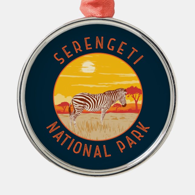 Serengeti Nationalpark Zebra Kunstvoll wandern im  Ornament Aus Metall (Vorne)