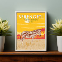 Serengeti-Nationalpark-Zebra-Reise-Kunst-Vintage