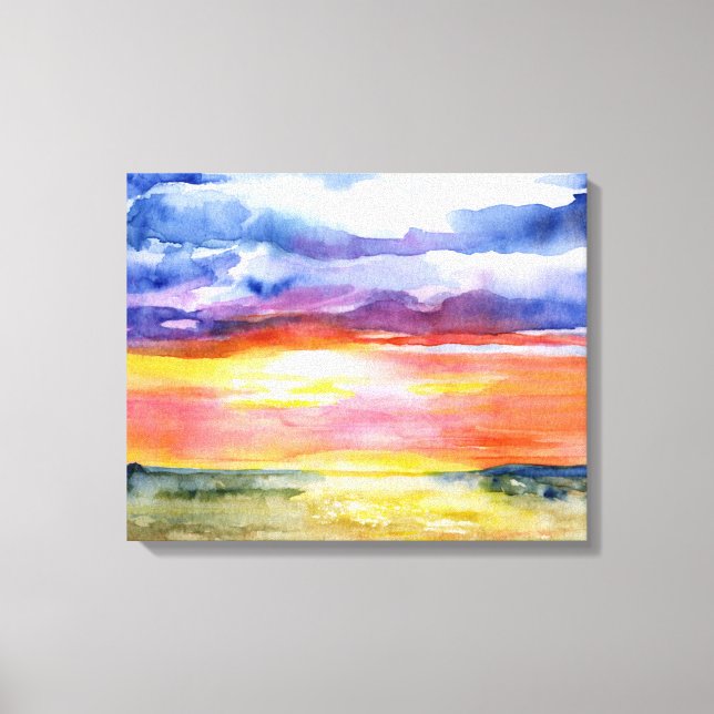 Serengeti Plains, Afrika, Wasserfarbe, Wall Art Leinwanddruck (Vorderseite)