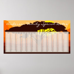 Serengeti-Regenschirm-Dutch-Geburtstagskalender-Po Poster