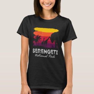 Serengeti Retro Nationalpark Afrika Giraffe Safar T-Shirt