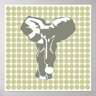 Serengeti Safari Dot mit Pop Art Elephant Poster