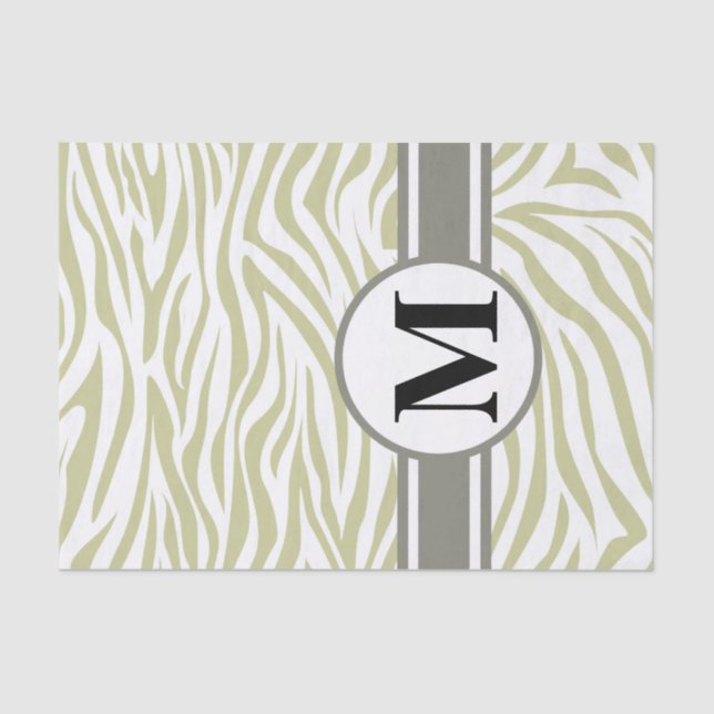 Serengeti Safari Zebra mit Monogramm Seidenpapier (Vorderseite)