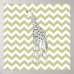 Serengeti Safari Zickzack mit Pop Art Giraffe Poster<br><div class="desc">Mod Zickzack Muster in der Safari Moods Farbpalette von Emporio Moffa,  mit Pop-Kunstgiraffe auf einer Seite.</div>