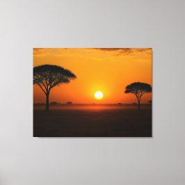 Serengeti Sonnenuntergang über der Graslandschaft Leinwanddruck