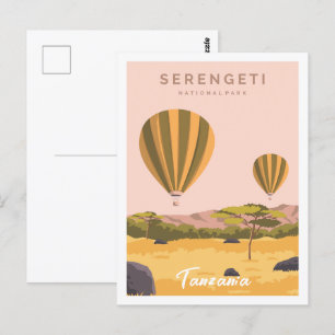 Serengeti Tansania Reiseziel Illustration Postkarte
