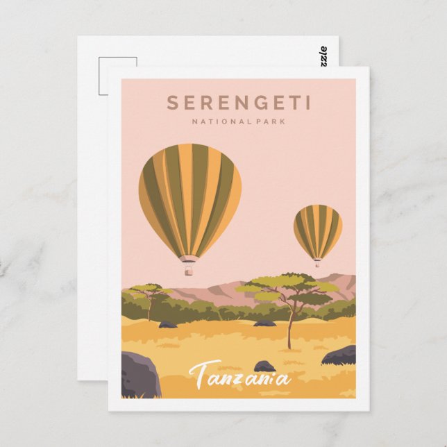 Serengeti Tansania Reiseziel Illustration Postkarte (Vorne/Hinten)