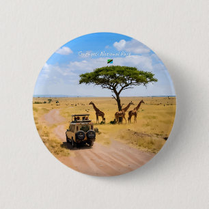 Serengeti, Tansania - Safari-Giraffen-Landschaft Button